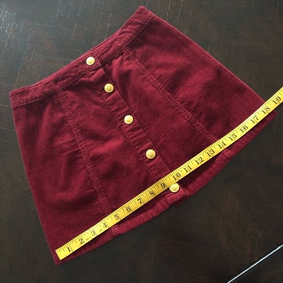 NWOT Burgundy Maroon Red button front mini corduroy Skirt - Picture 8 of 11